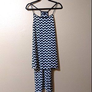 Black & White Chevron High Low Casual Dress